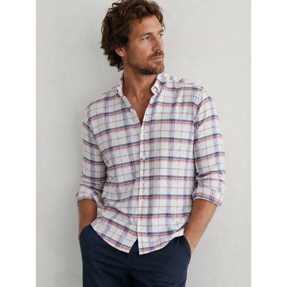 Frank & Eileen Other - Frank & Eileen Finbar XL Red White Blue Men Plaid Cotton Button Down Shirt Italy